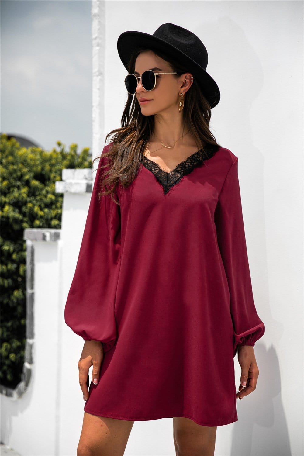 V Neck Trim Dress