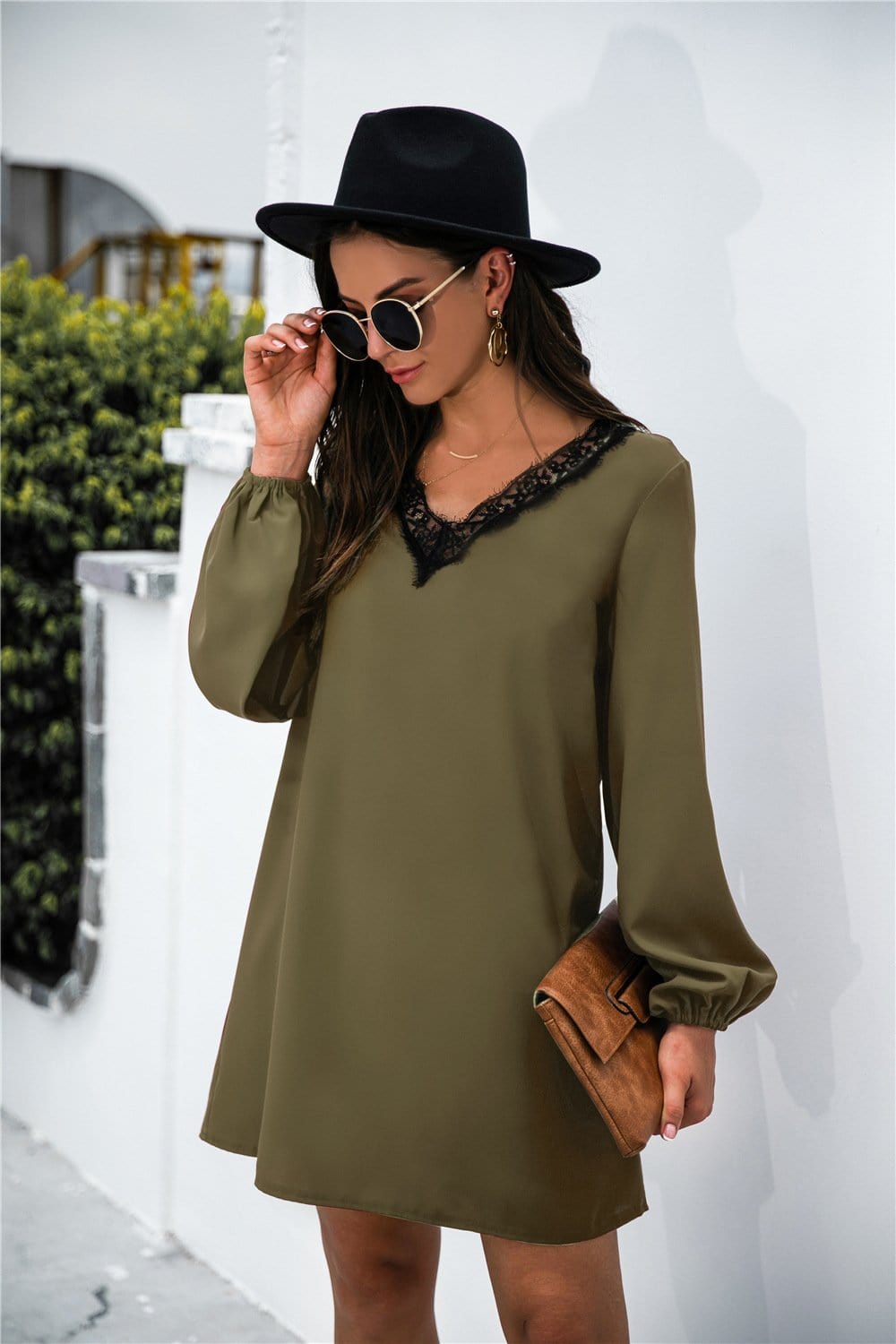 V Neck Trim Dress