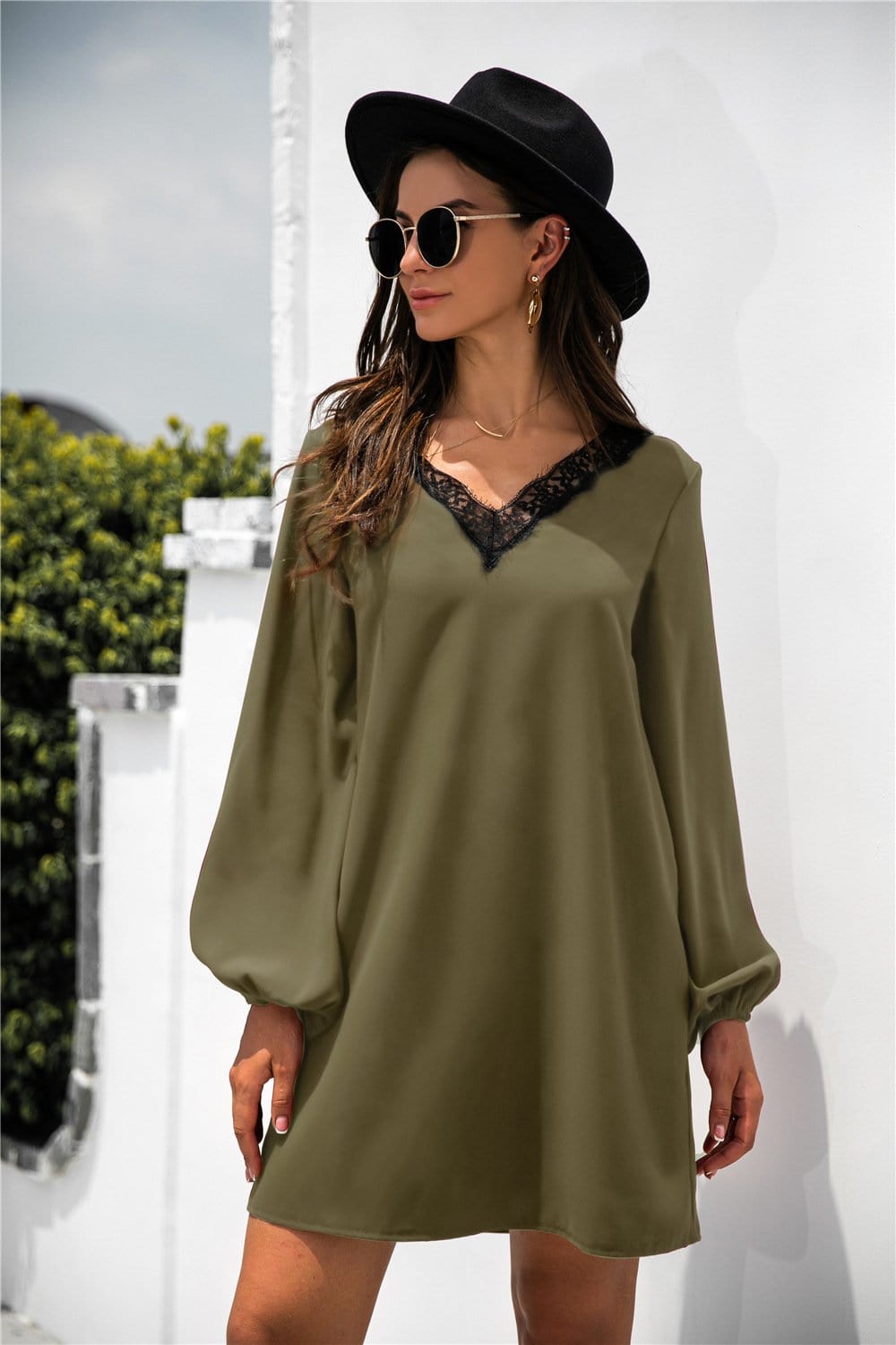 V Neck Trim Dress