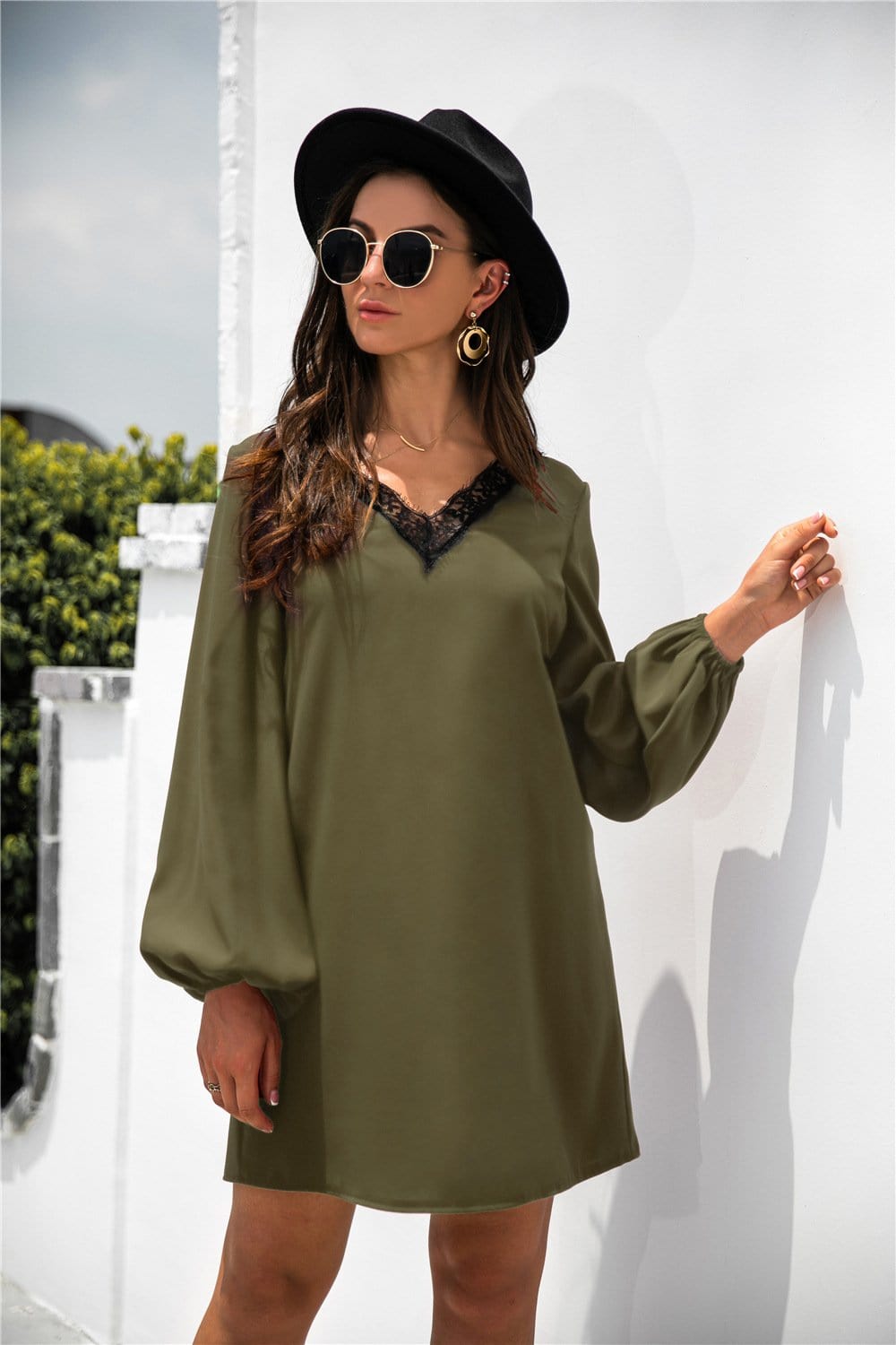 V Neck Trim Dress