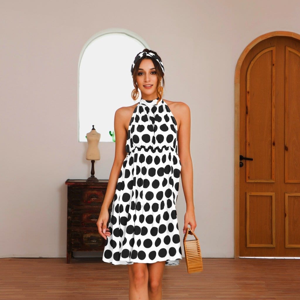 Halter Backless Polka Dress