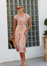 Print Butterfly Sleeve Dress