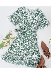 Floral Hem Wrap Dress