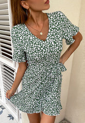 Floral Hem Wrap Dress