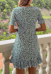 Floral Hem Wrap Dress