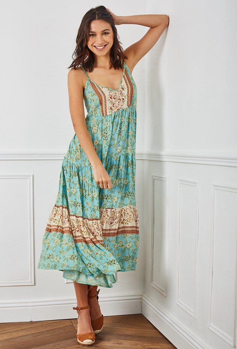 V Floral Maxi Dress