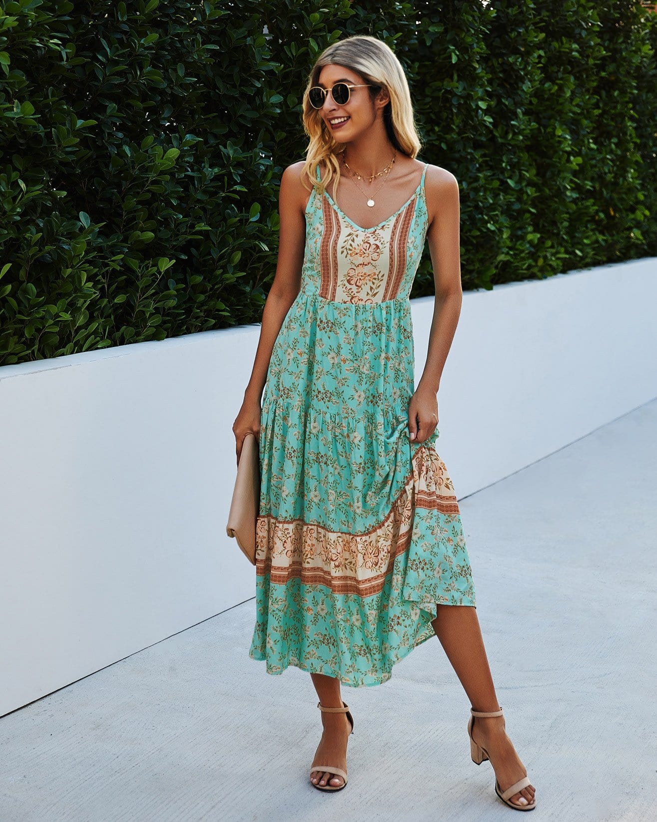 V Floral Maxi Dress