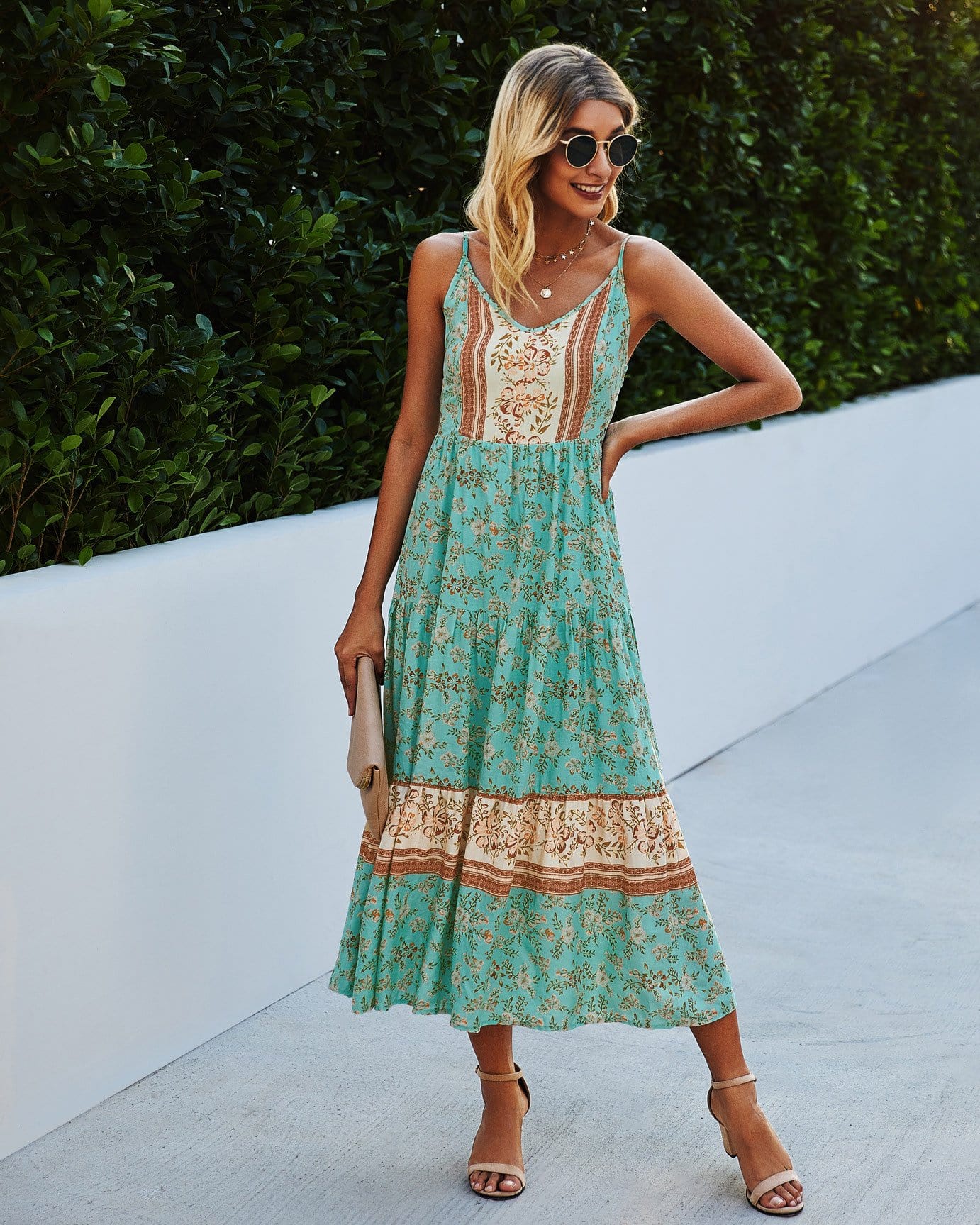 V Floral Maxi Dress