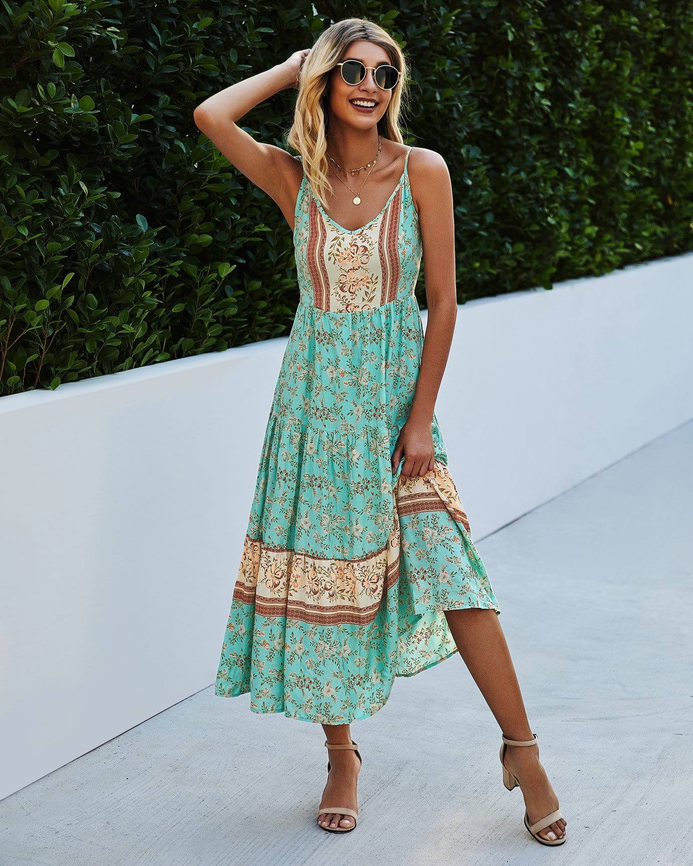 V Floral Maxi Dress