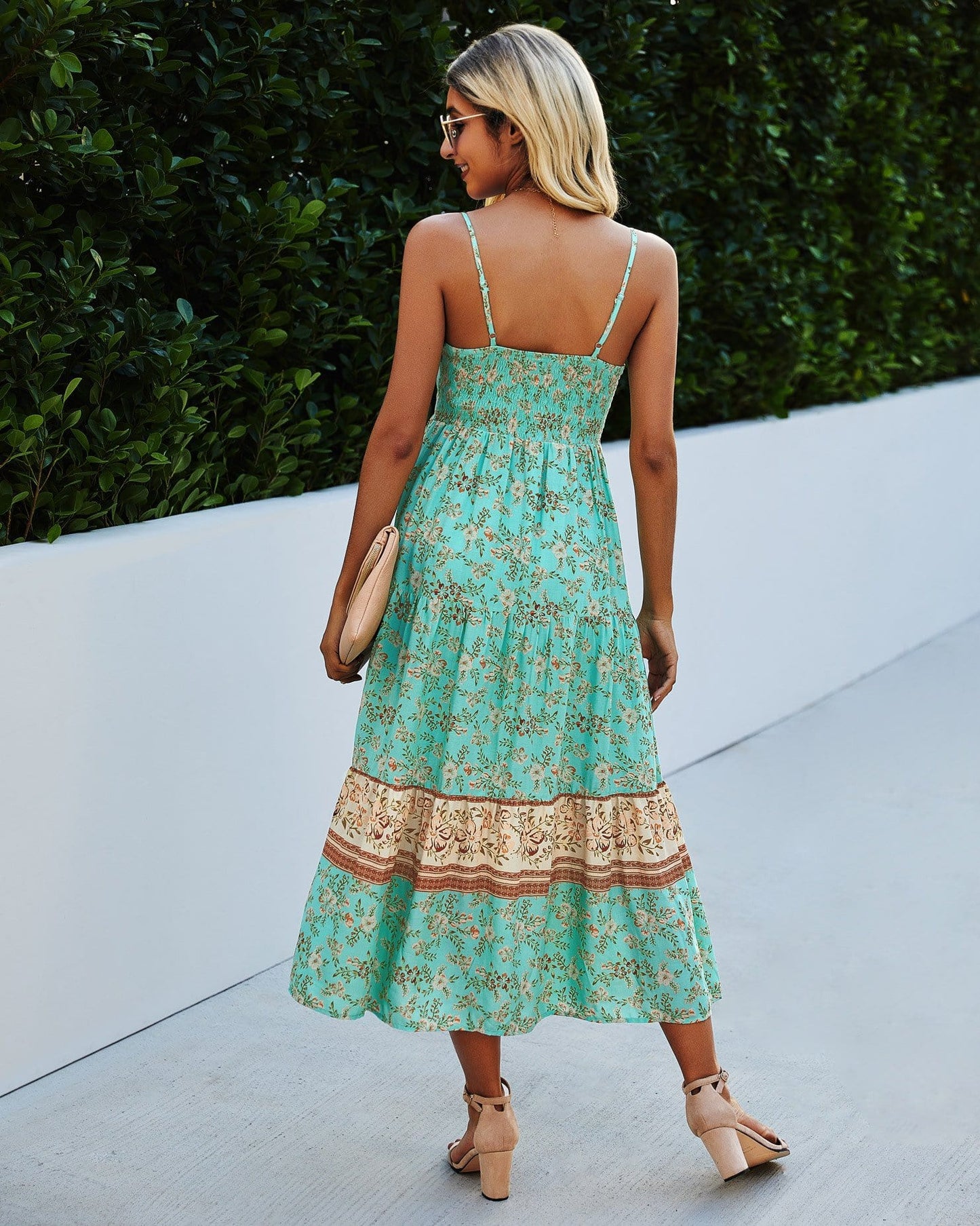 V Floral Maxi Dress