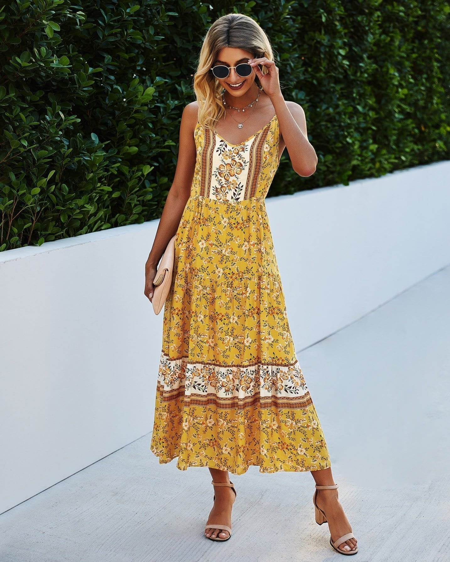V Floral Maxi Dress