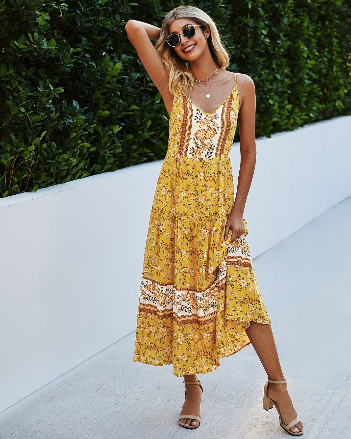 V Floral Maxi Dress