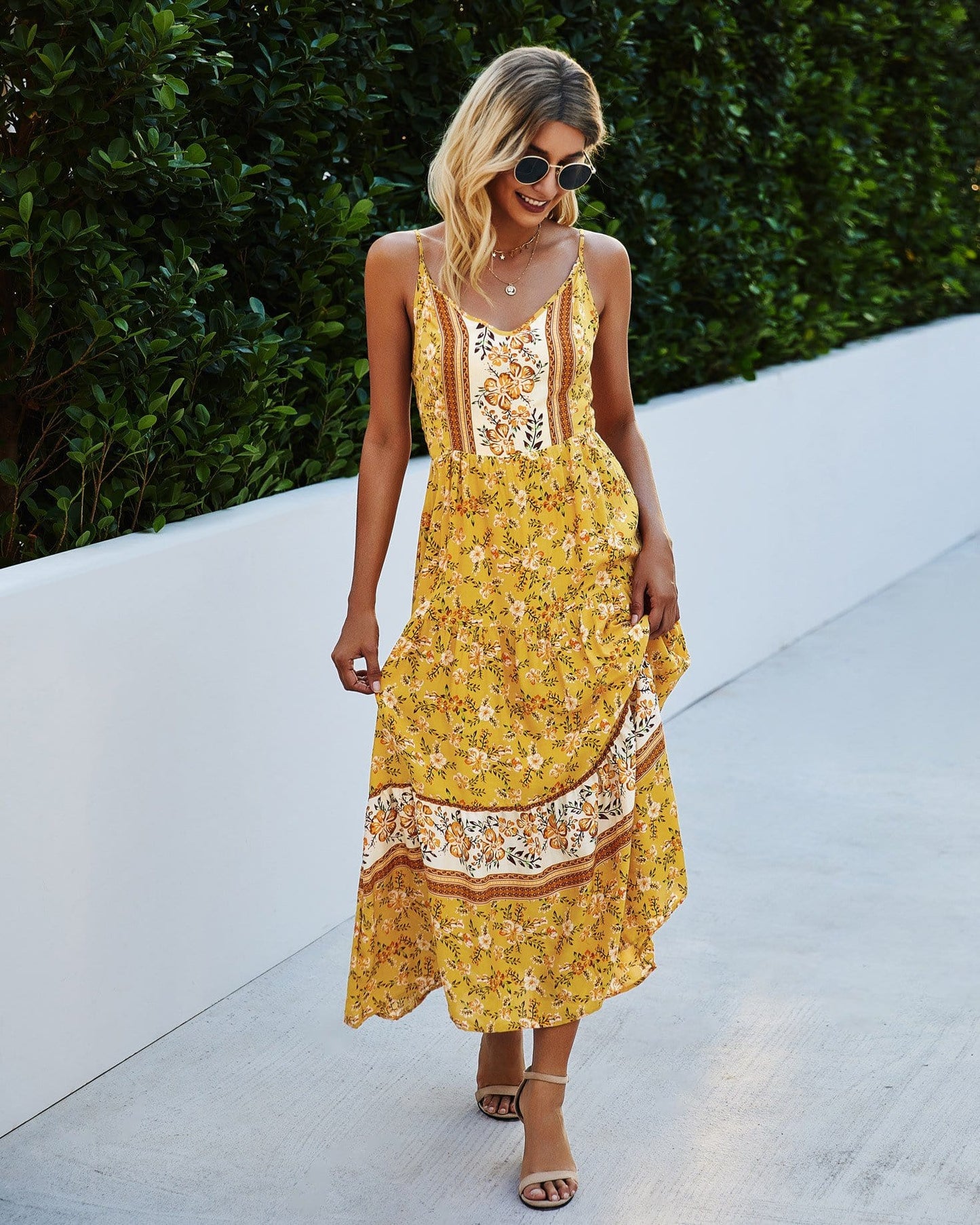 V Floral Maxi Dress