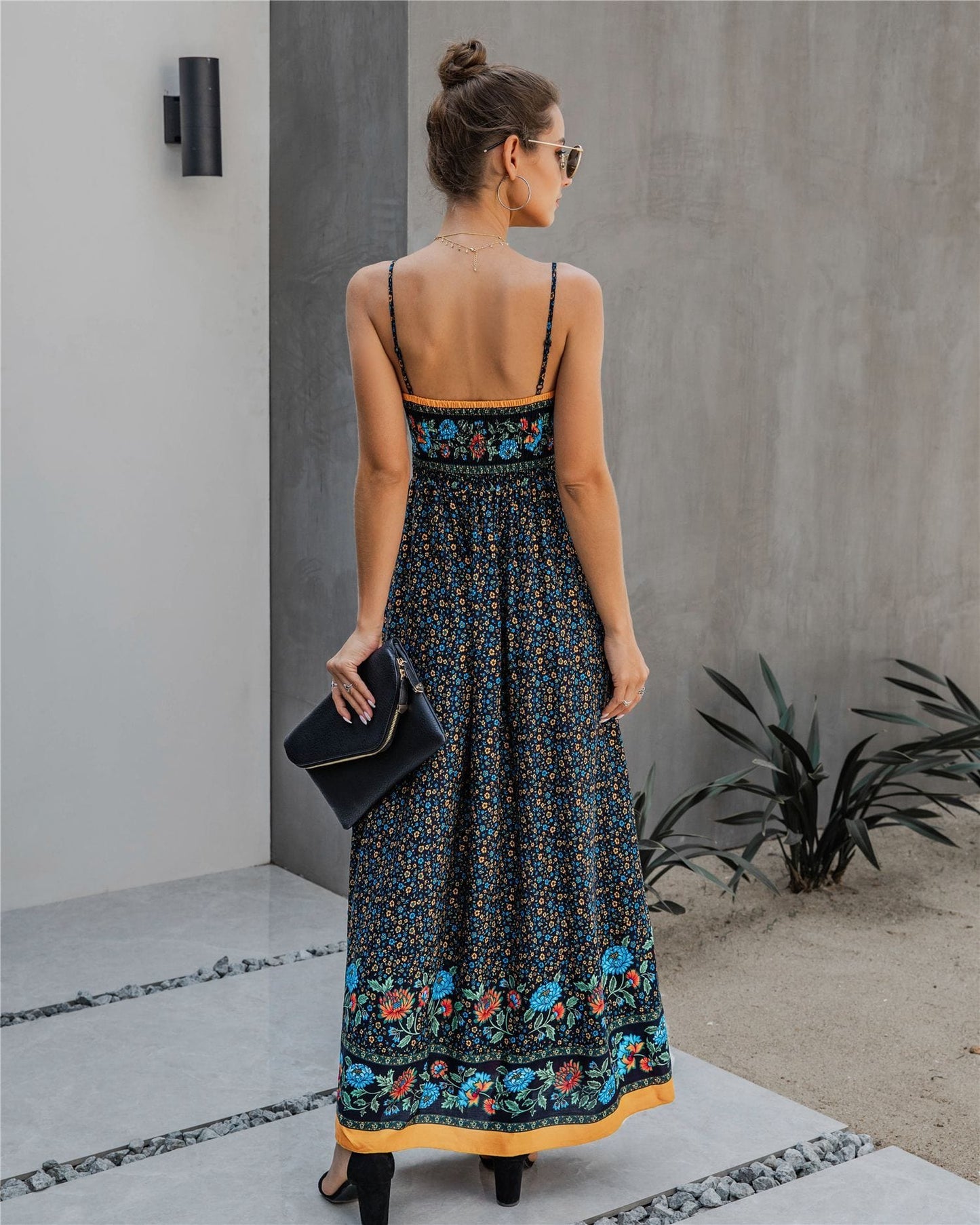 Floral V Neck Maxi Dress