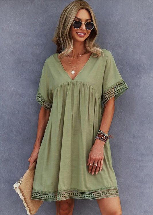 Hem V Neck Dress
