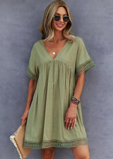 Hem V Neck Dress
