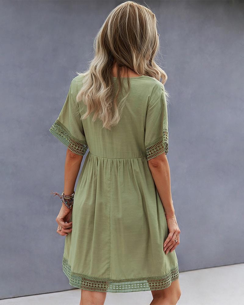 Hem V Neck Dress