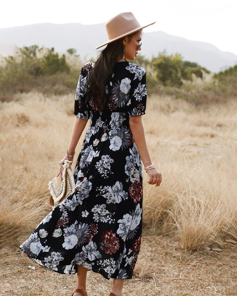 Minimalist Button Print Dress
