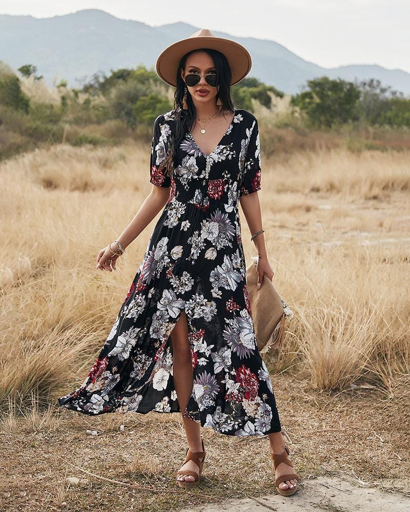 Minimalist Button Print Dress