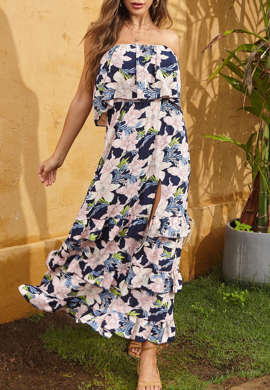 Tube Layered Floral Dress