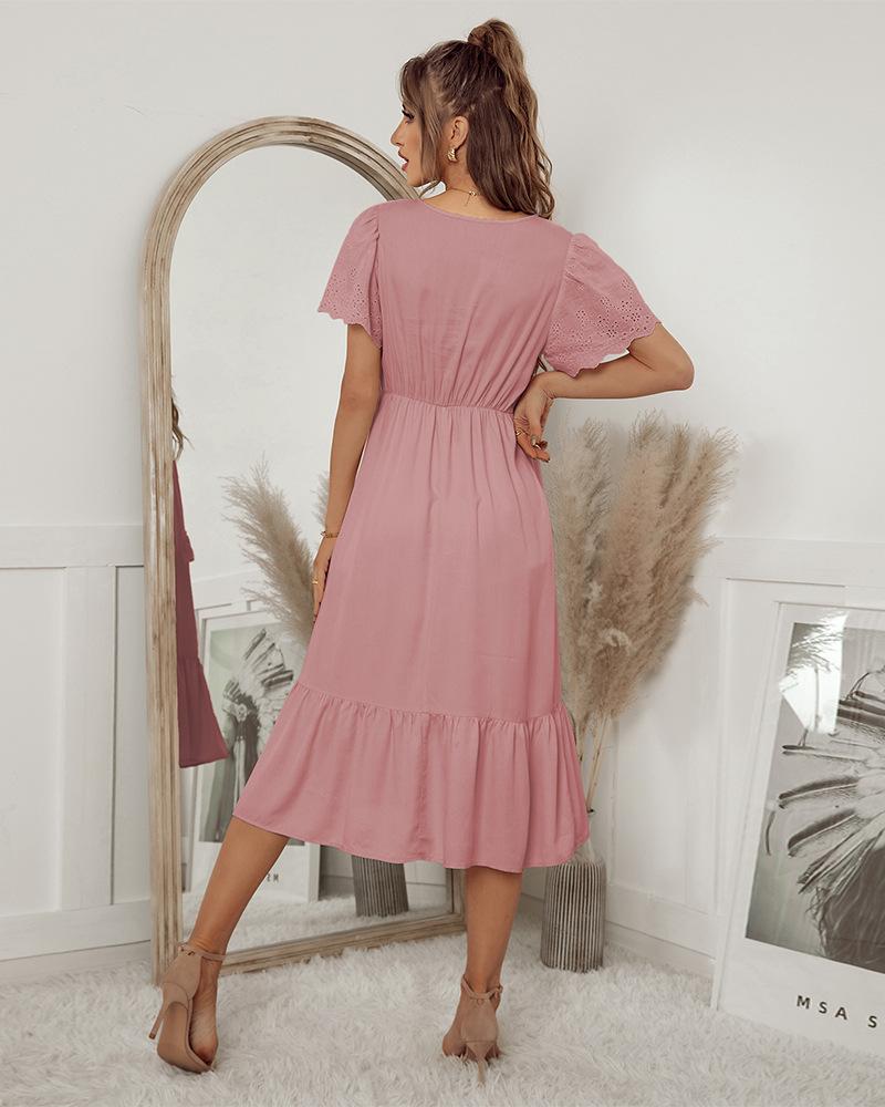 Eyelet Detail Tassel Dress