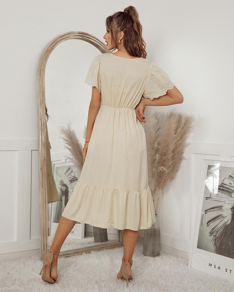 Eyelet Detail Tassel Dress