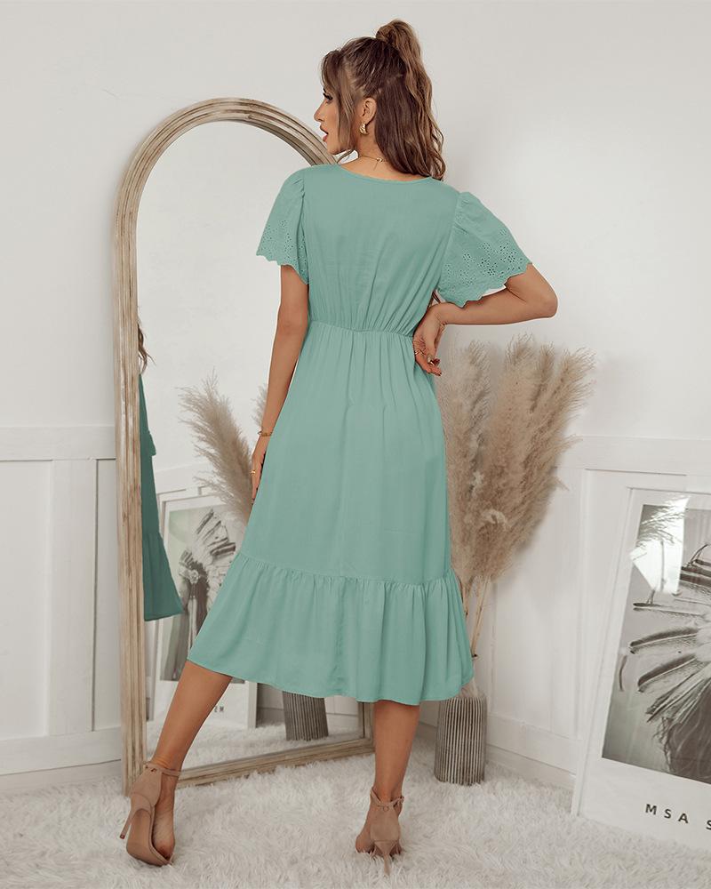 Eyelet Detail Tassel Dress