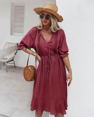 Crochet Puff Sleeve Dress