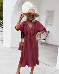 Crochet Puff Sleeve Dress