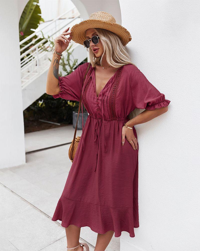 Crochet Puff Sleeve Dress