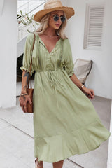 Crochet Puff Sleeve Dress