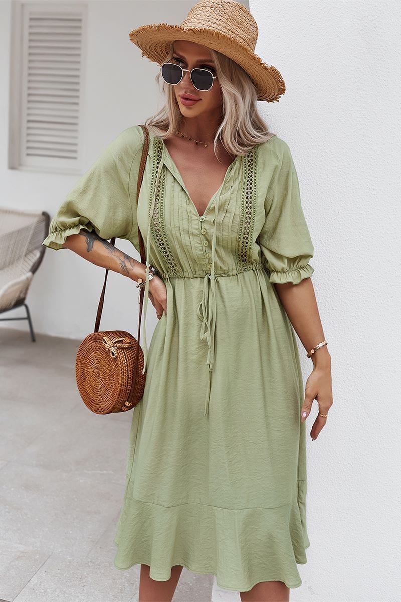 Crochet Puff Sleeve Dress