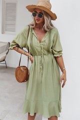 Crochet Puff Sleeve Dress