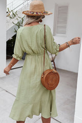 Crochet Puff Sleeve Dress