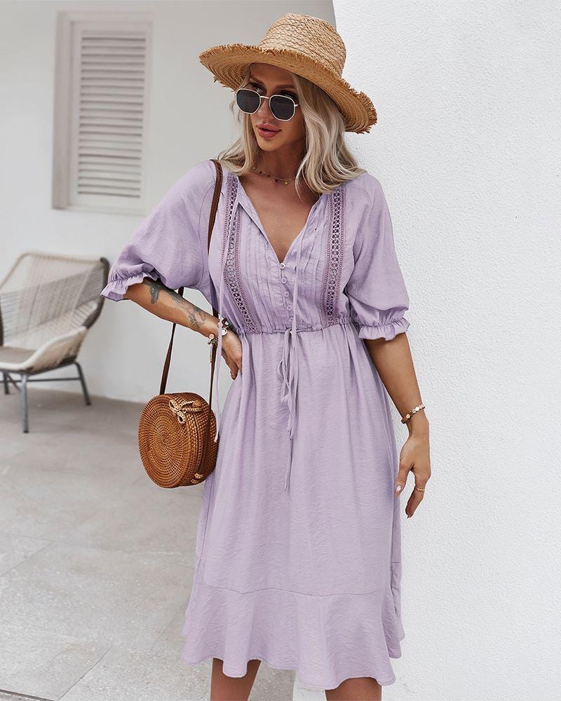 Crochet Puff Sleeve Dress