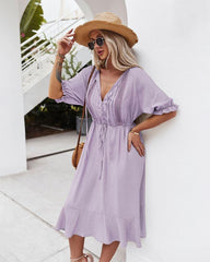 Crochet Puff Sleeve Dress