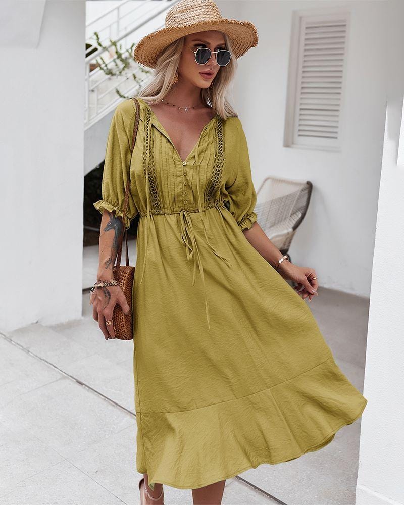 Crochet Puff Sleeve Dress