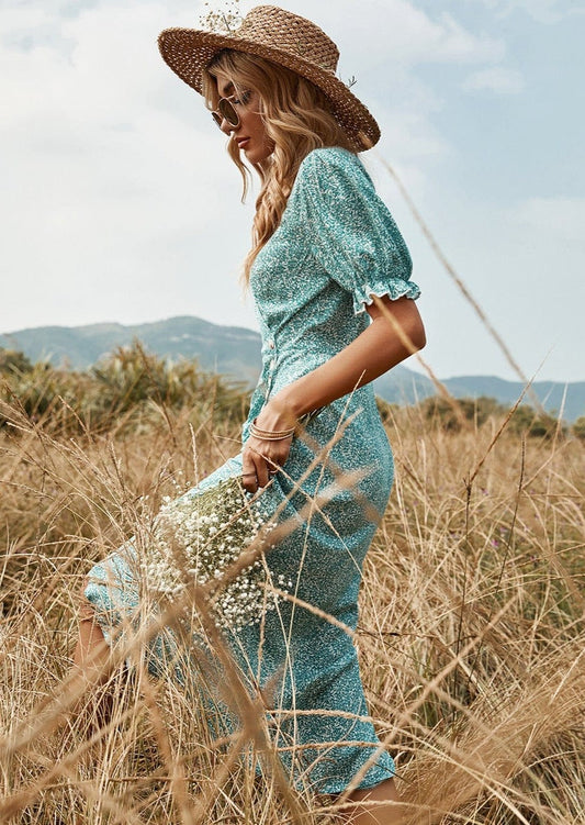 Printed Side Button Dress