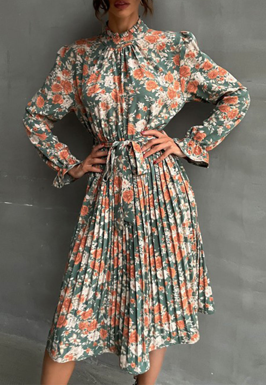 Tie Waist Floral Dress