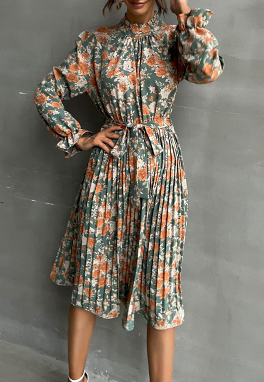 Tie Waist Floral Dress