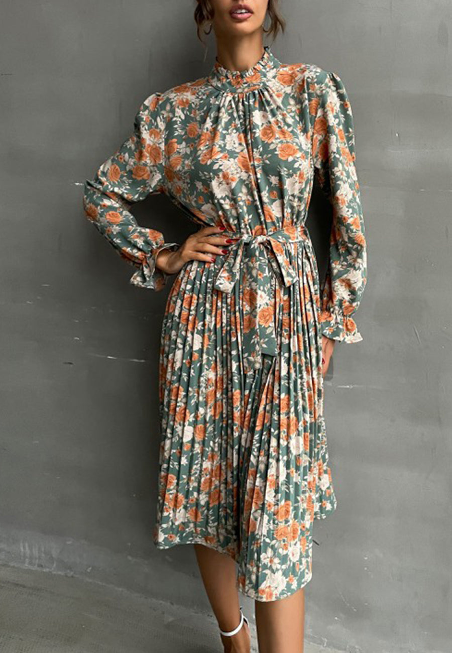 Tie Waist Floral Dress
