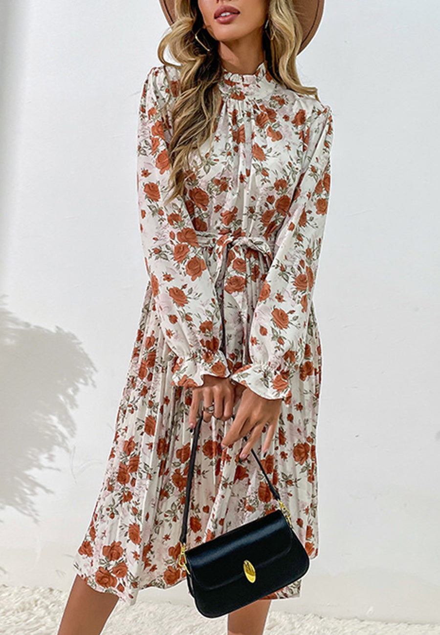 Tie Waist Floral Dress
