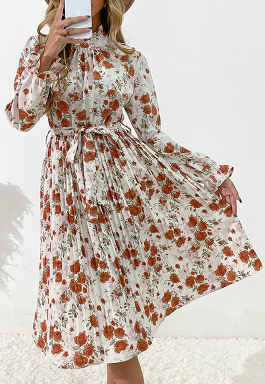 Tie Waist Floral Dress