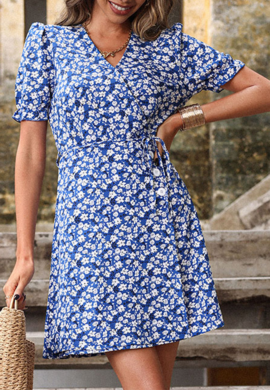 Button Detail Wrap Dress