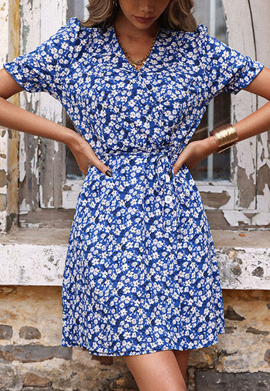 Button Detail Wrap Dress