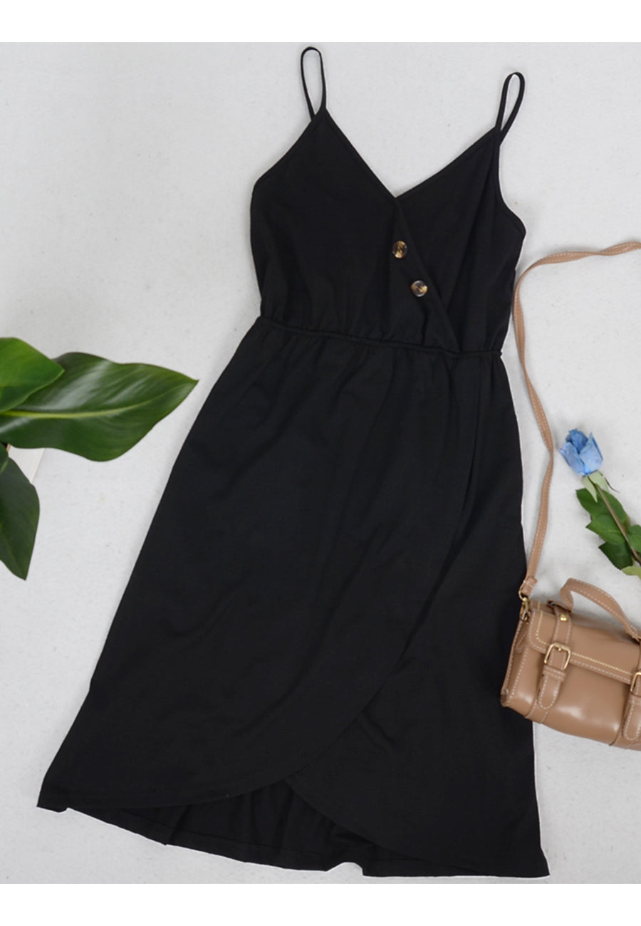 V Neck Button Dress
