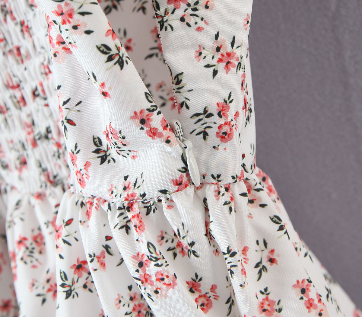 Floral Tying Lace Up Ruffled Dress