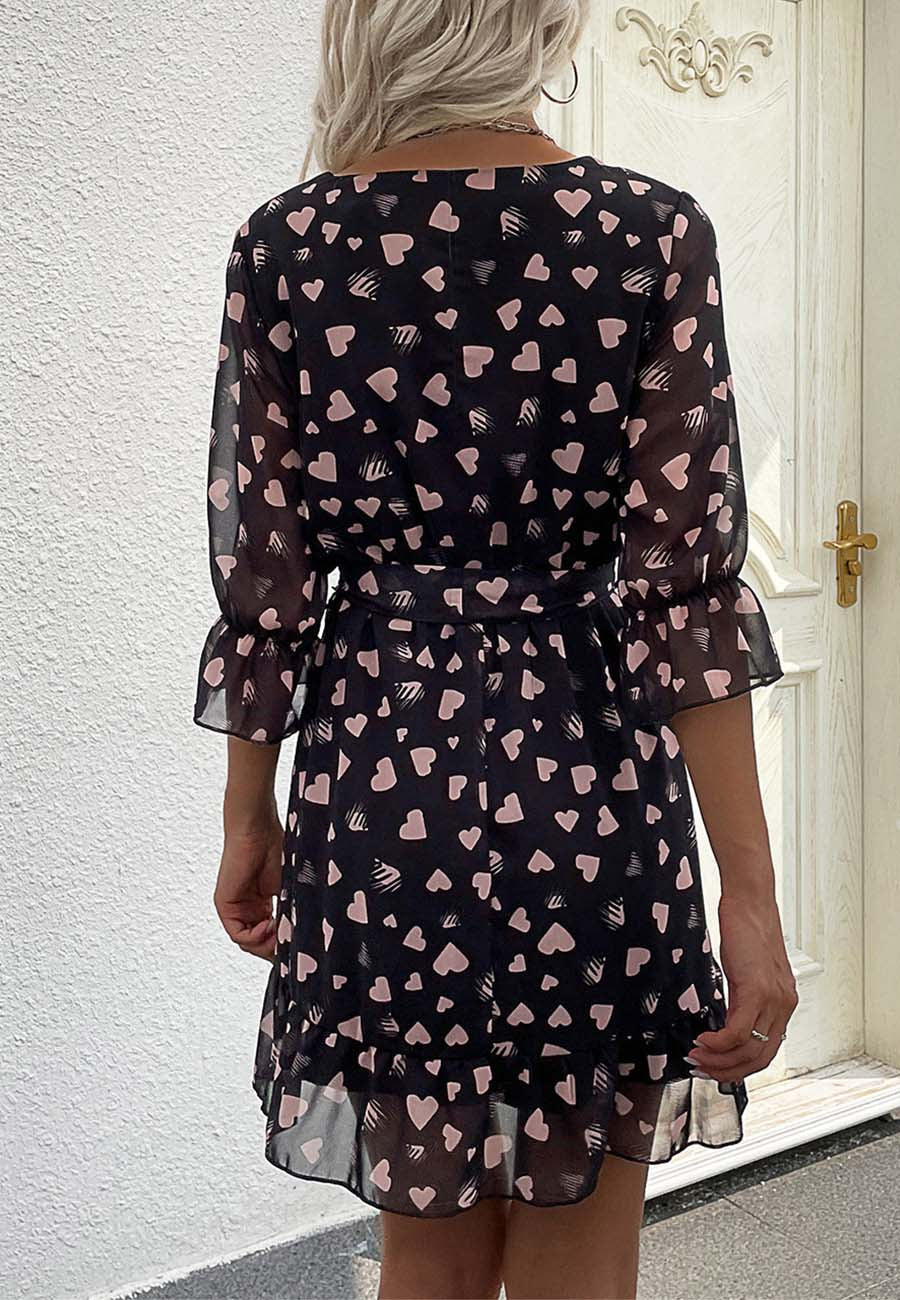 Print Surplice Neck Dress