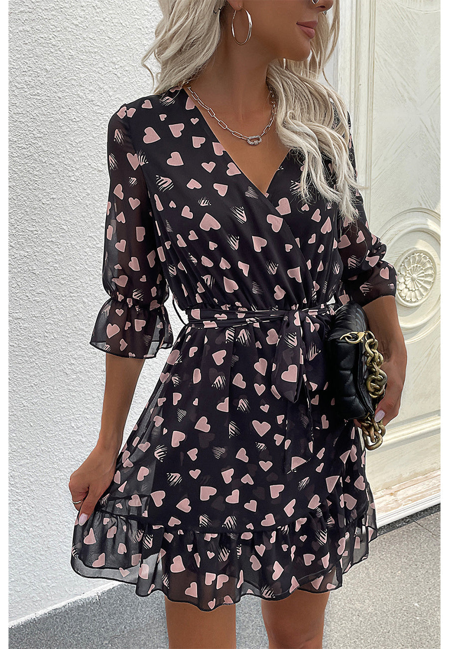 Print Surplice Neck Dress