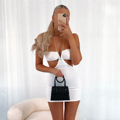 Halter Tying Cut Out Bandeau Mini Dress